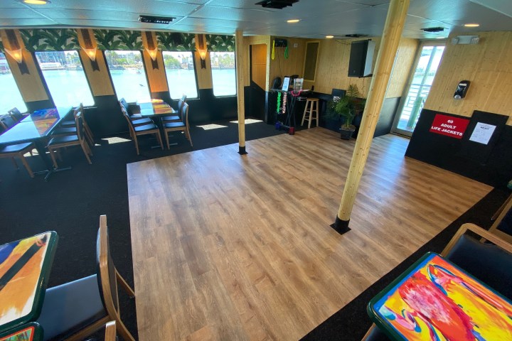 a room filled with furniture and a table