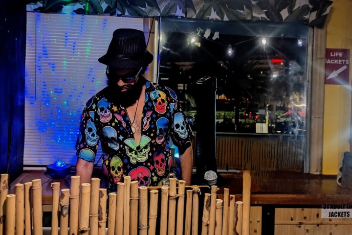 a person standing in front of a store