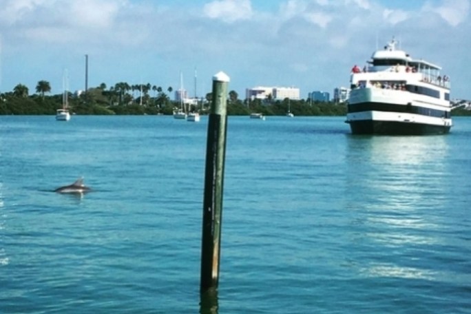 a boat is docked next to a body of water