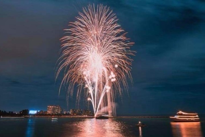 fireworks over a body of water