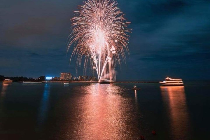 fireworks over a body of water