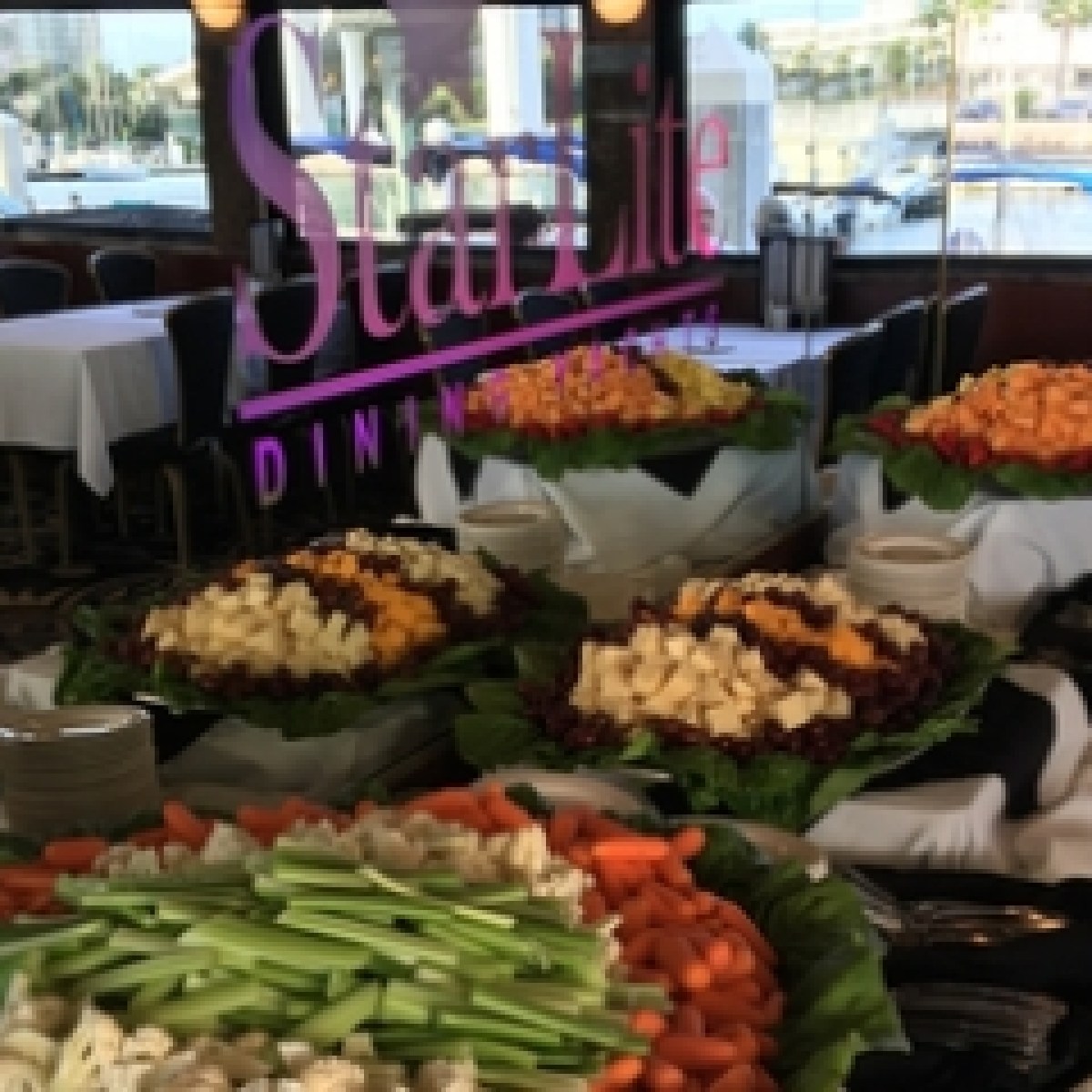many different types of food on a table