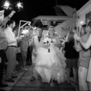 a group of people standing in front of a crowd