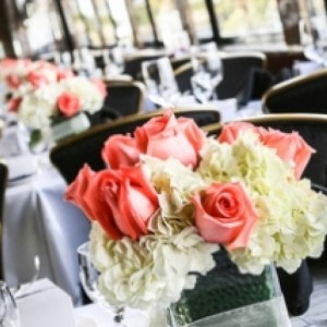 a vase of flowers on a table