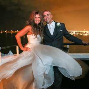 a woman sitting on a table