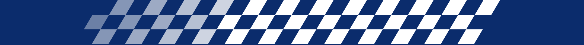 Diagonal blue and white checkered pattern on a navy background.