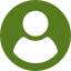 Green user icon with a circular silhouette on a transparent background.
